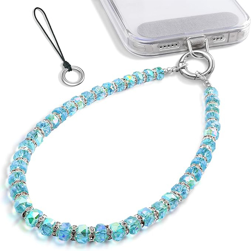Niche Faux Pearl Faceted Crystal Phone Bag Pendant Charm Drill Ring Mixed Keychain