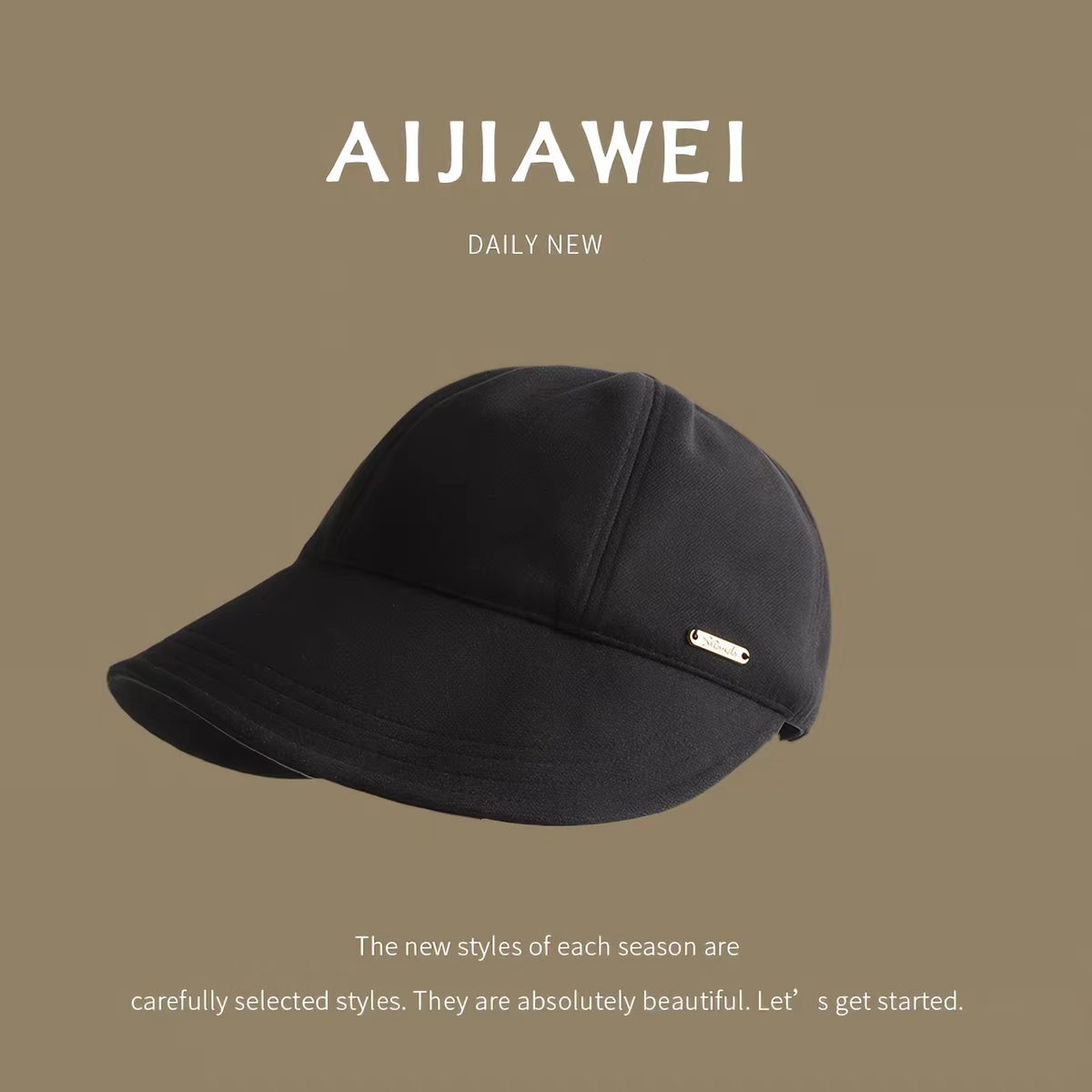 Clip-on Fisherman Hat for Women, 2026 Spring/Summer, Sun Protection, UV Protection, Sunshade Hat, Plain Black Sun Hat