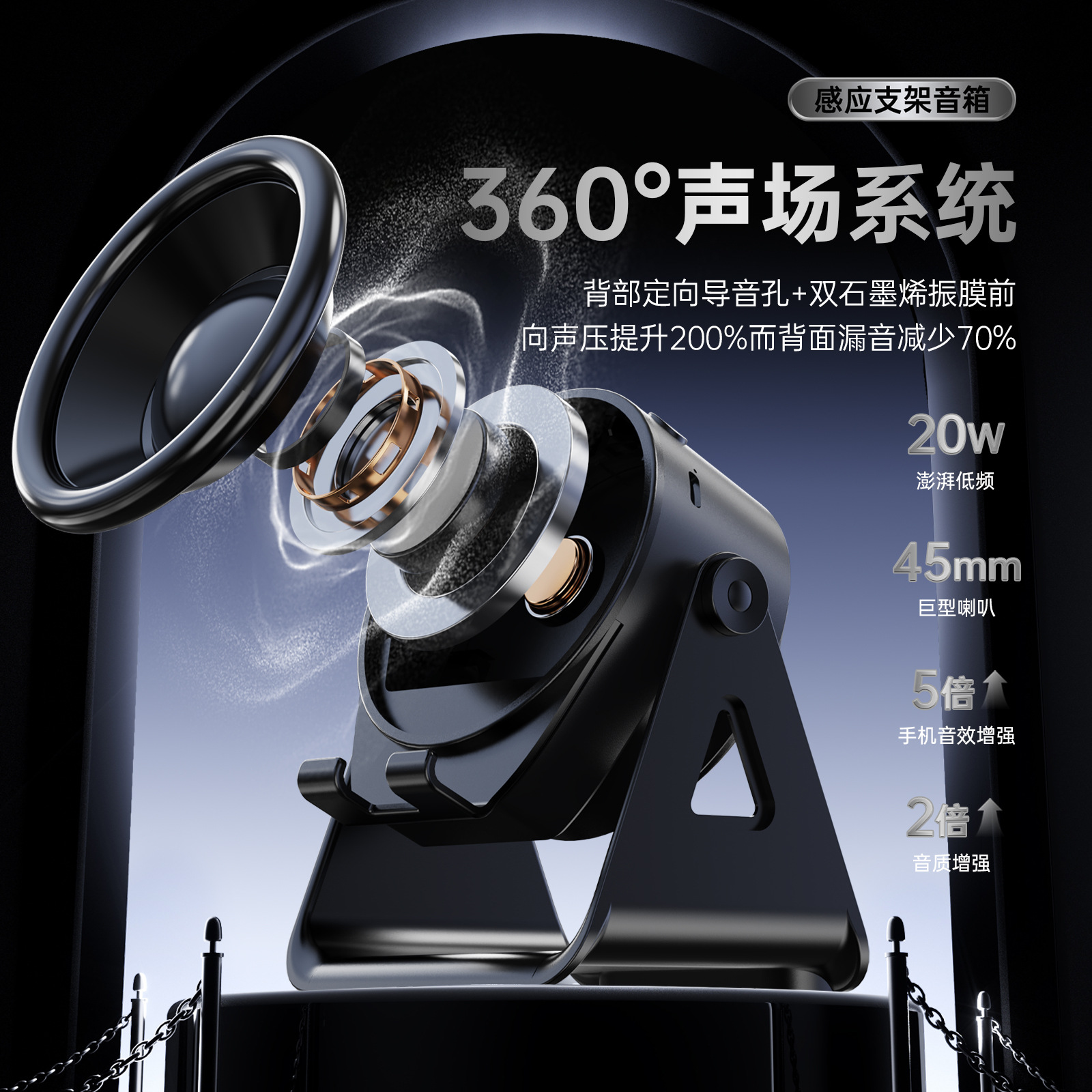 Wireless Charging Smart Induction Bluetooth Speaker Stereo High Quality Desktop Phone Stand Speaker Surround Single Speaker