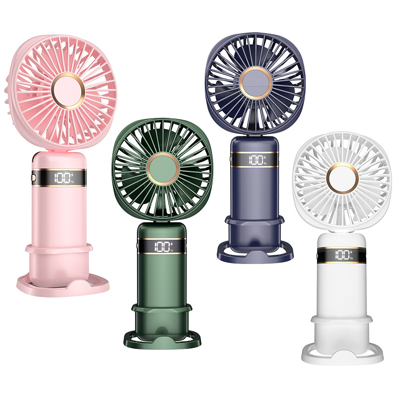 2026 new usb handheld fan digital display folding aroma desktop fan mini portable outdoor small fan