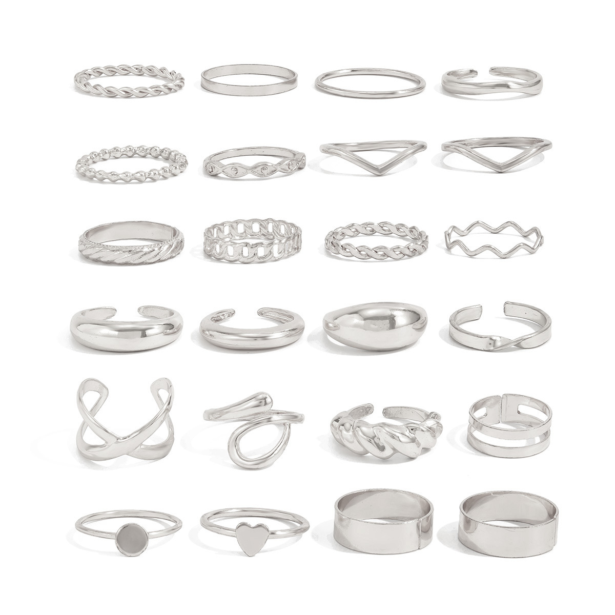 Jewelry alloy open twist ring pearl hollow irregular ring set