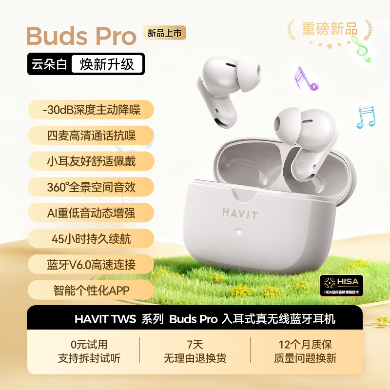 havit BUDS Noise Cancellation Bluetooth Earphones New In-ear Bluetooth 6.0 Long Battery Life Wireless Earphones
