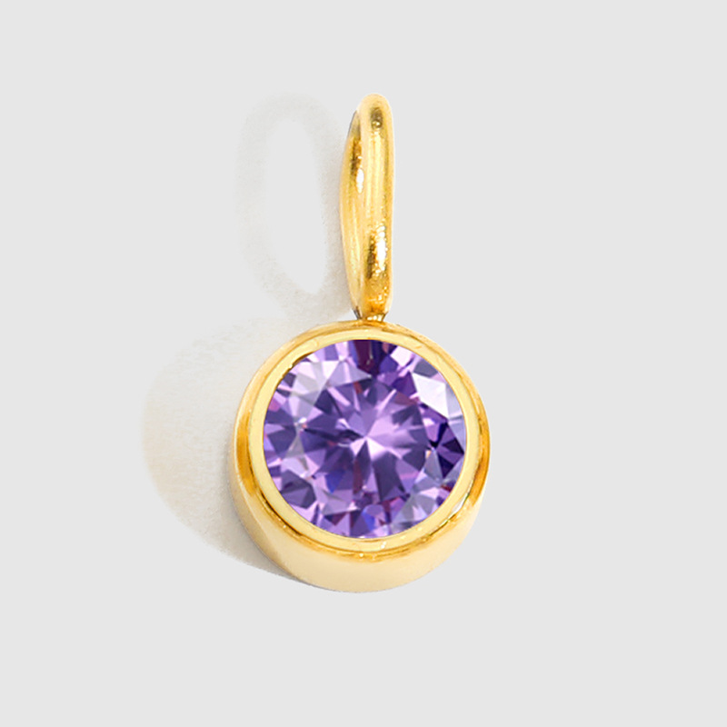 eManco Stainless Steel Jewelry Accessories 8mm Birthstone Pendant DIY Jewelry Accessories Colored Rhinestone Charm