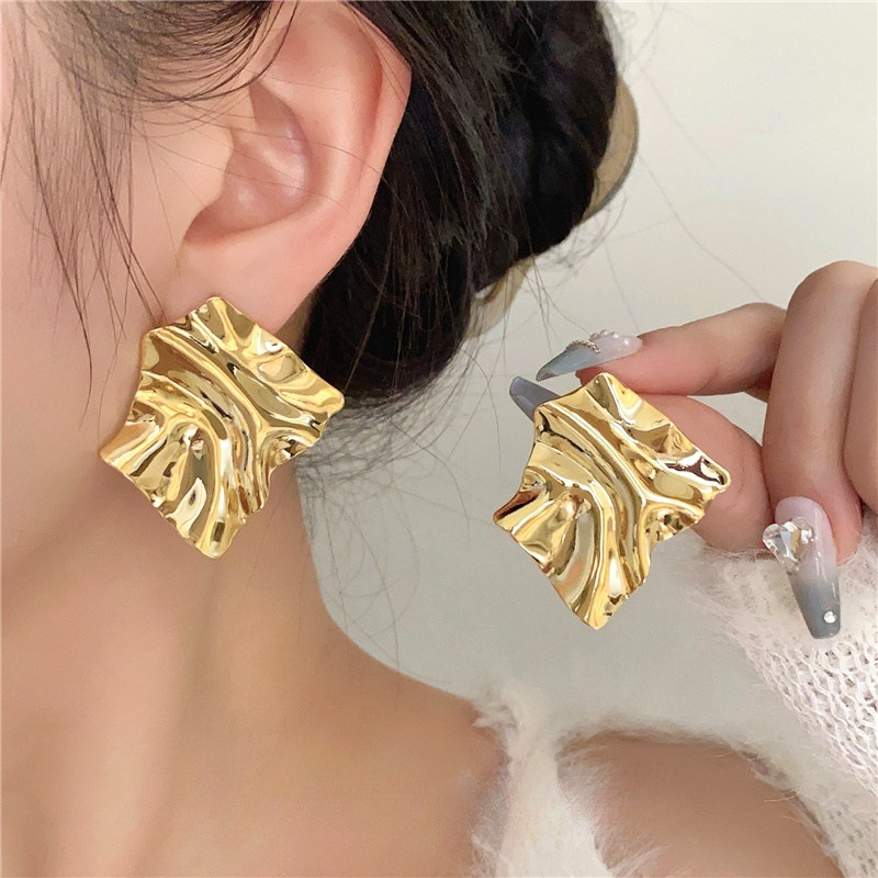 Metal Simple Ear Accessories Geometric Irregular Exaggerated Mirror Earrings