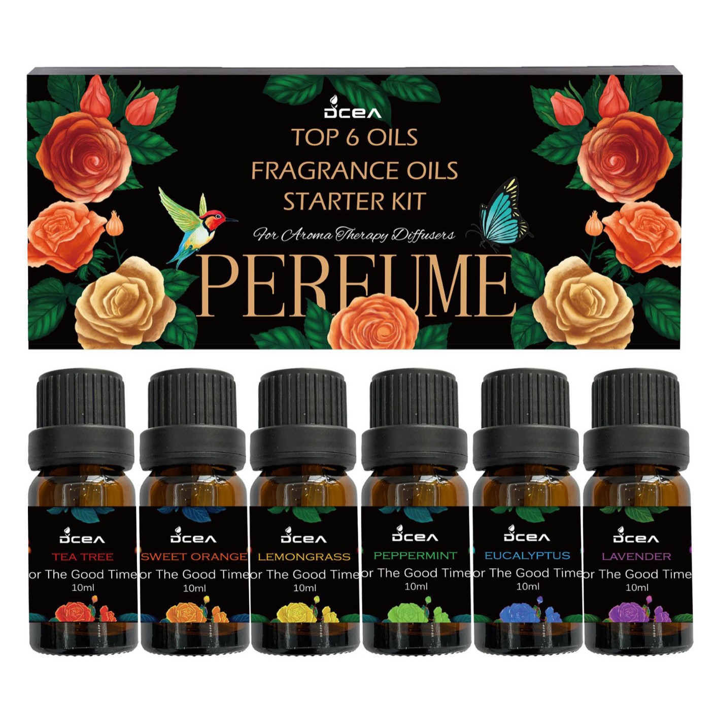 Aromatherapy Essential Oil Set 6 Bottles for Humidifier Natural Plant Aroma Lavender Mint Tea Tree Essential Oil