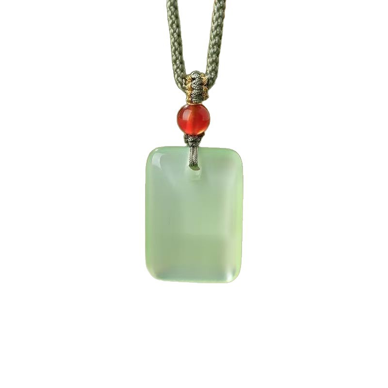 Natural Ice Seed Agate Chalcedony Small Square Pendant Men Women Peace No Event Pendant Live Broadcast