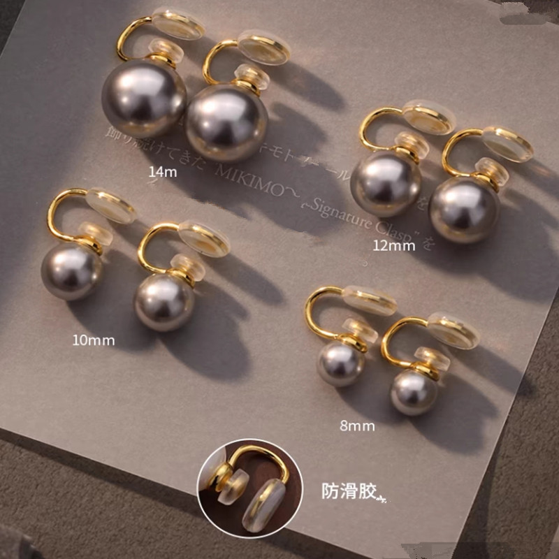 Pearl ear accessories for women ear bone clip no ear holes niche large pearl double-sided earrings ear clip exclusive supply