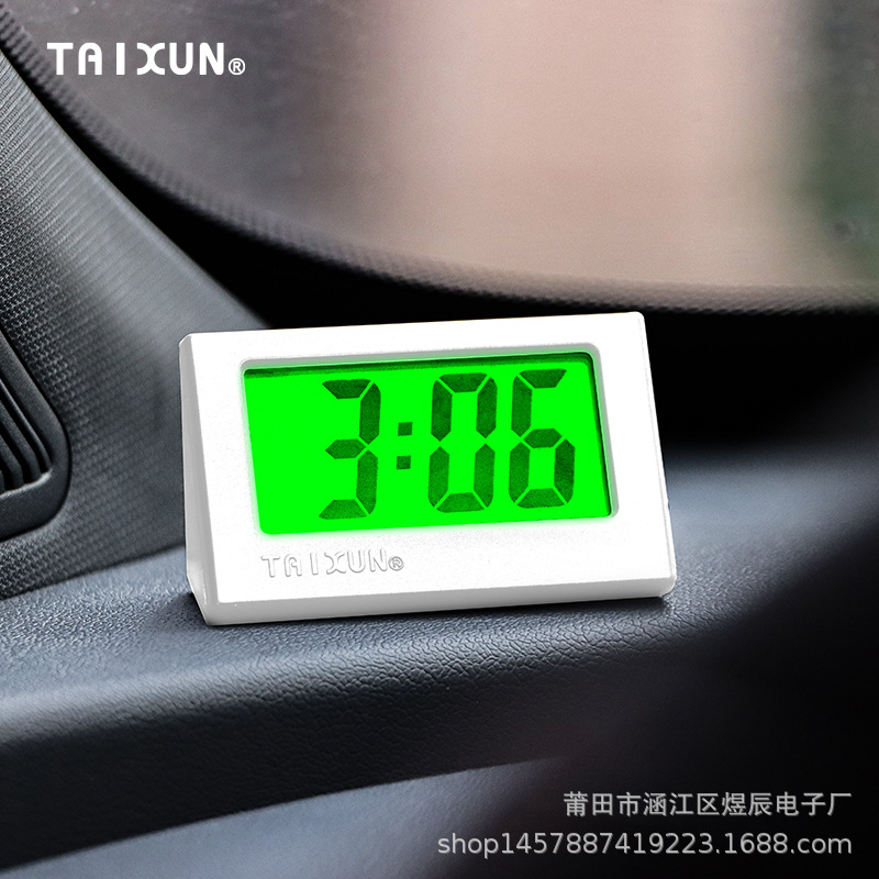 Luminous Triangle Clock Car Clock Dashboard Electronic Watch Shockproof High Temperature Resistant Car Adhesive Watch Portable