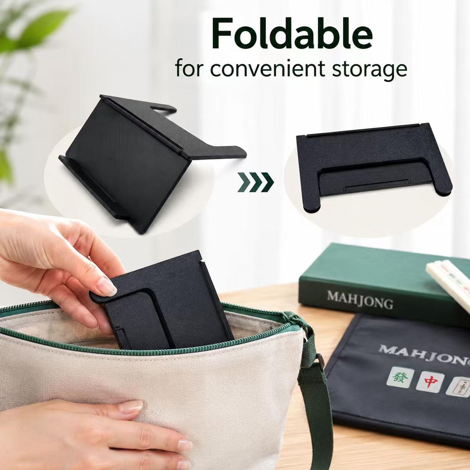 Mahjong Card Holder Angled Visible Card Rack Space-Saving Compatible with American Mahjong Foldable