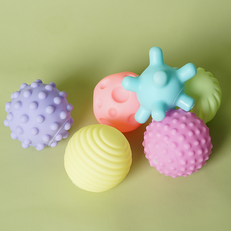 Cross-Border Baby Hand-Grabbing Ball Toy Manhattan Children's Soft Rubber Touch Massage Vinyl Educational Bath Toy Ball