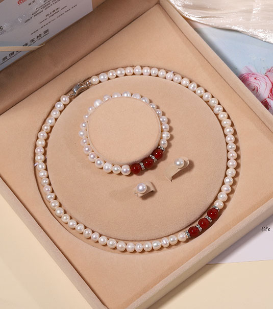 Zhuji Natural Freshwater Pearl Necklace for Women Real Pearl Set Clavicle Chain Mother's Day Gift