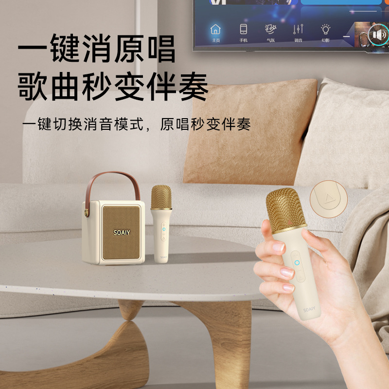 Soai SK9 Microphone Speaker All-in-One Microphone K Song Wireless Bluetooth Home Children Home KTV Christmas Gift