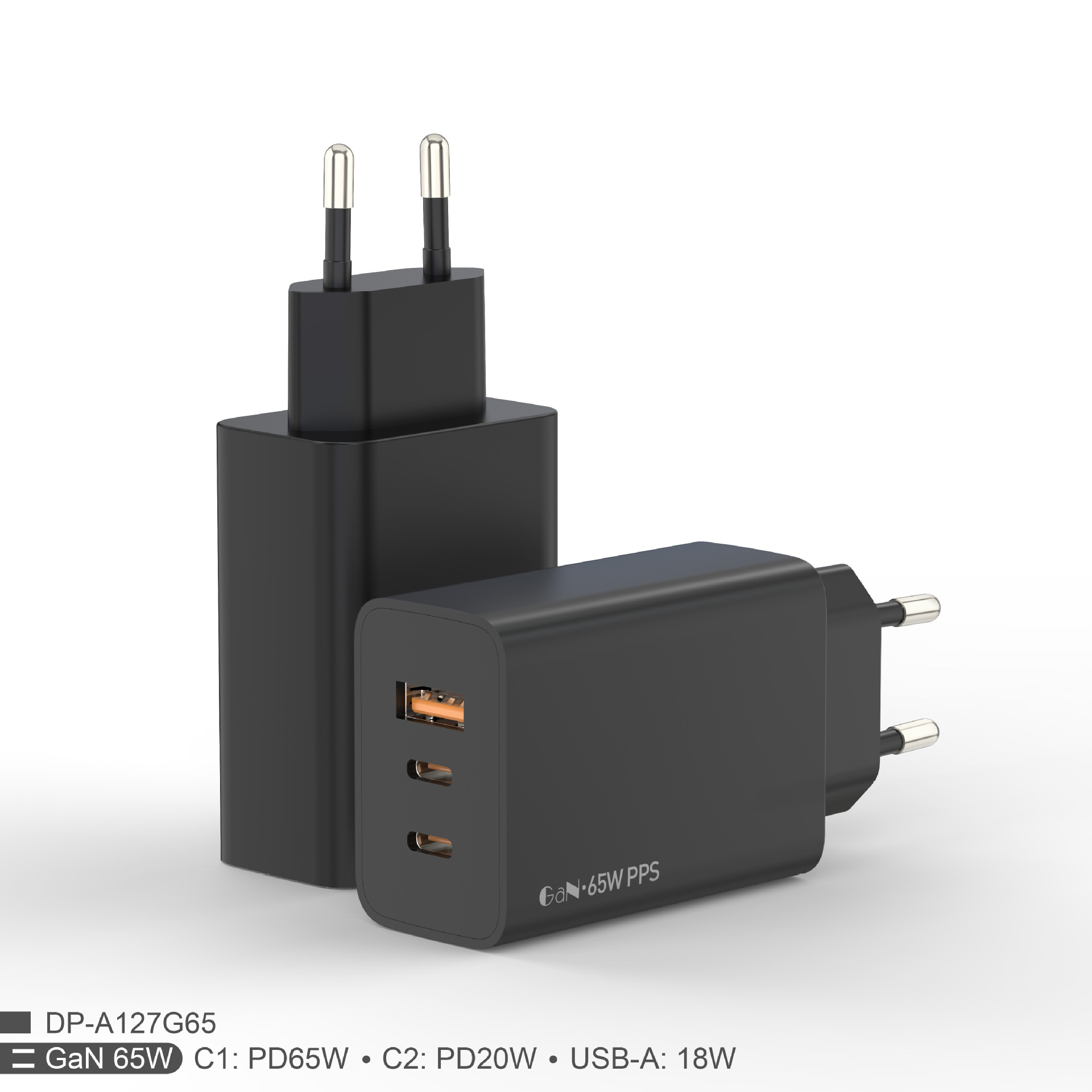 65W Charger 2C1A GaN Charging Head for Phone Laptop 2C1A Triple Port Fast Charger