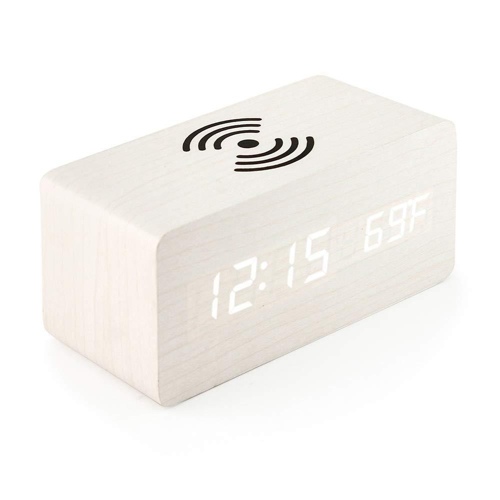 Temperature Wireless Charging Wooden Clock Digital Clock Electronic Alarm Clock LED Wireless Charging Wood Clock