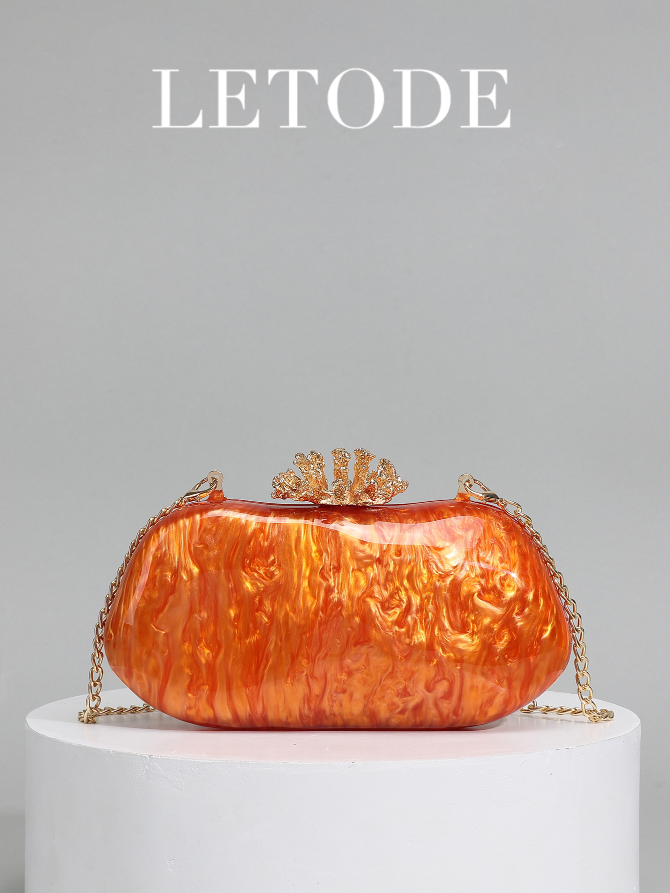 New Flower Mold Pressed Pure Color Acrylic Evening Bag Irregular Clutch Chain Bag