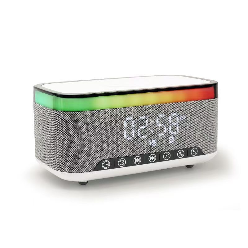 New LED display clock alarm clock 15W wireless charging speaker white noise high power Bluetooth small speaker