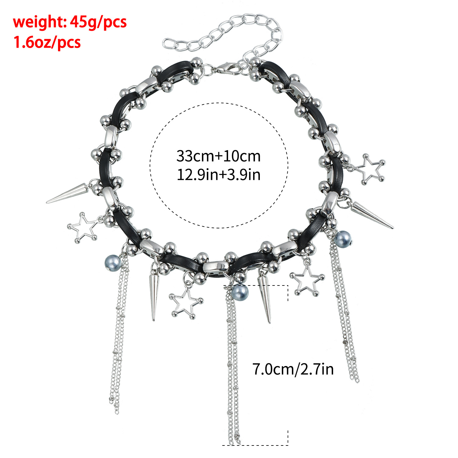 Accessories Heavy Metal Punk Gothic Five-pointed Star Tassel Leather Rope Choker Sweet and Cool Necklace