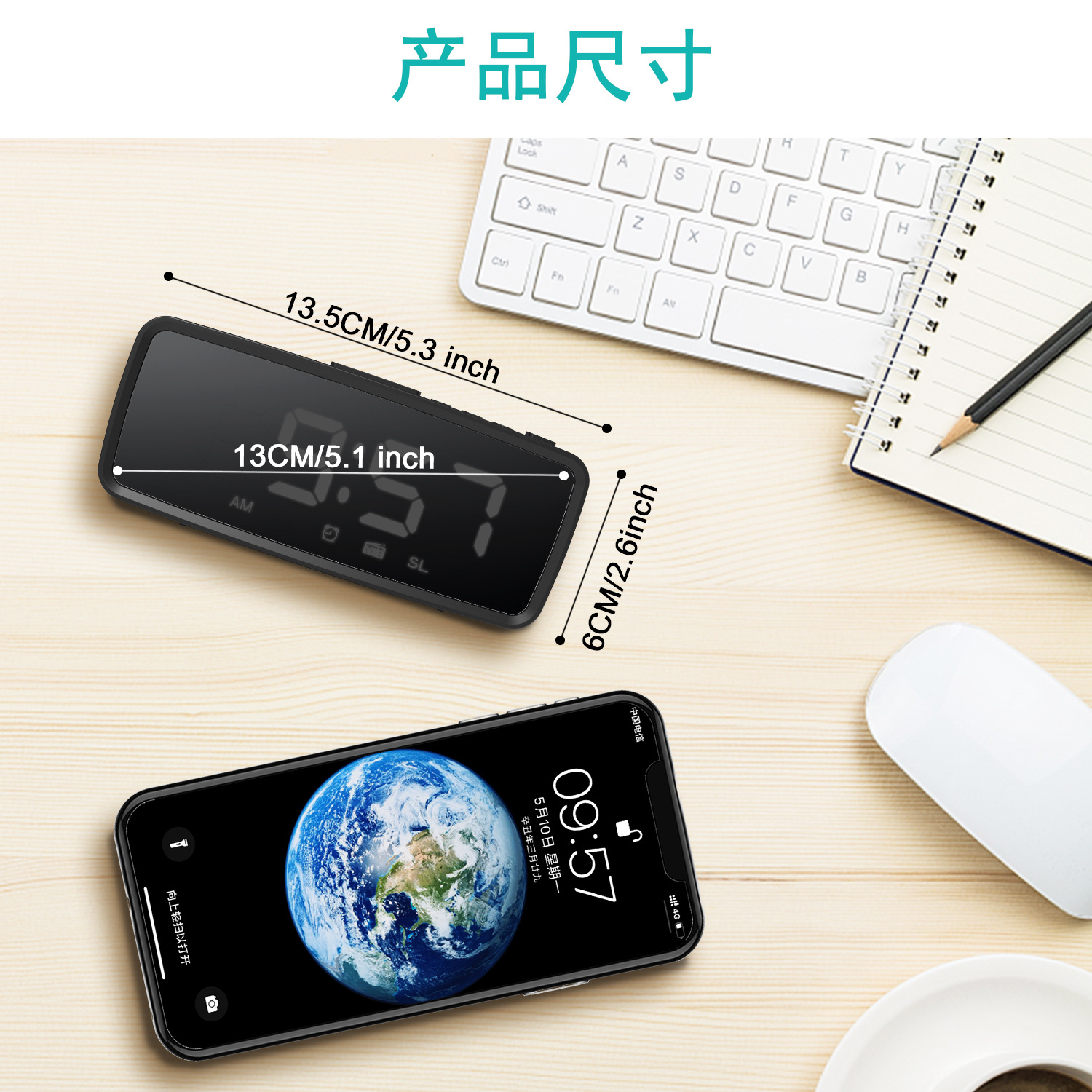 New LED Electronic Alarm Clock Radio Mirror Clock Desk Clock