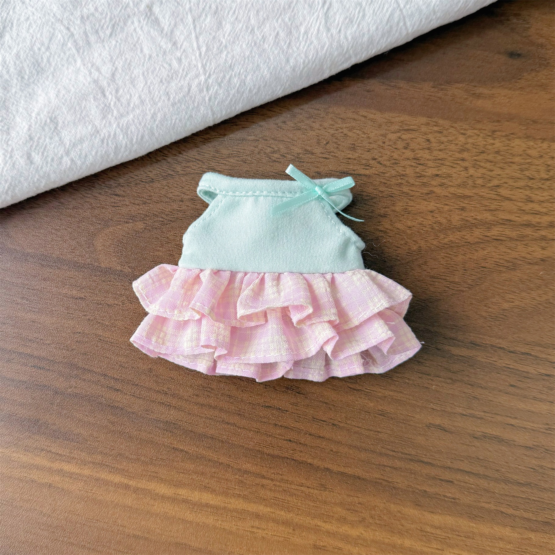 New long-legged kitty spring and summer bubble dress 10cm cotton doll plush doll clothes mini clothes
