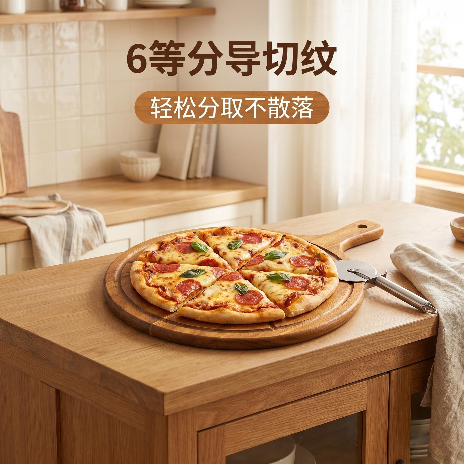 Acacia wood pizza tray commercial Western restaurant steak bread tray solid wood cake serving plate household baking wooden tray