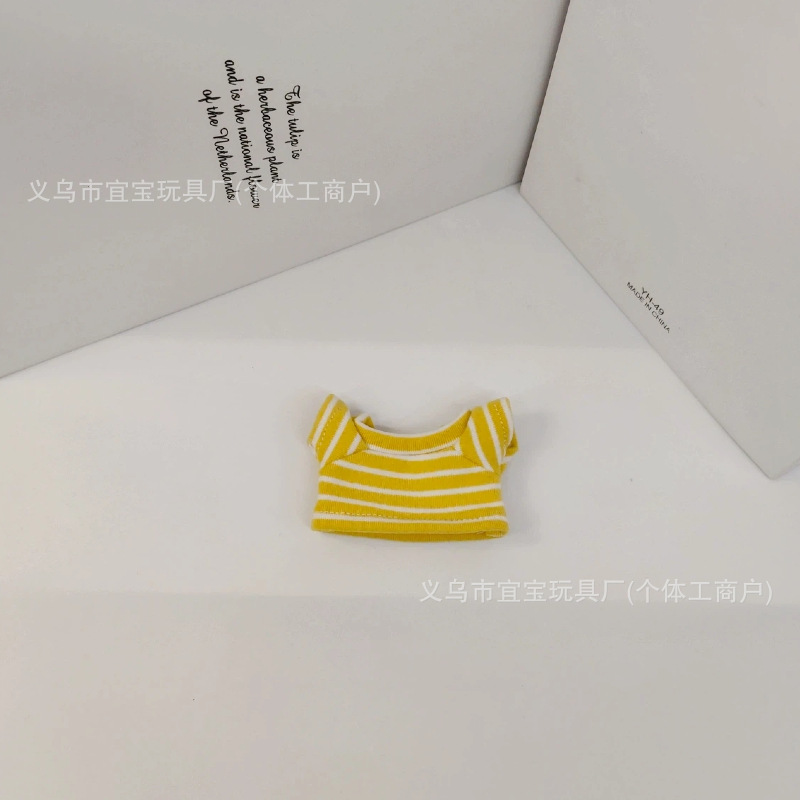 Long Leg KT 10-17cm Doll Clothes Cotton Doll Plush Toy Striped Brushed T-shirt Bag Pendant Matching Accessory Decoration Doll Clothes