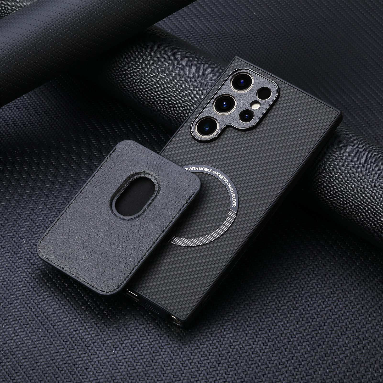 For Samsung phone case S26 Ultra protective case S25 Fe magnetic Magsafe two-in-one card case leather case
