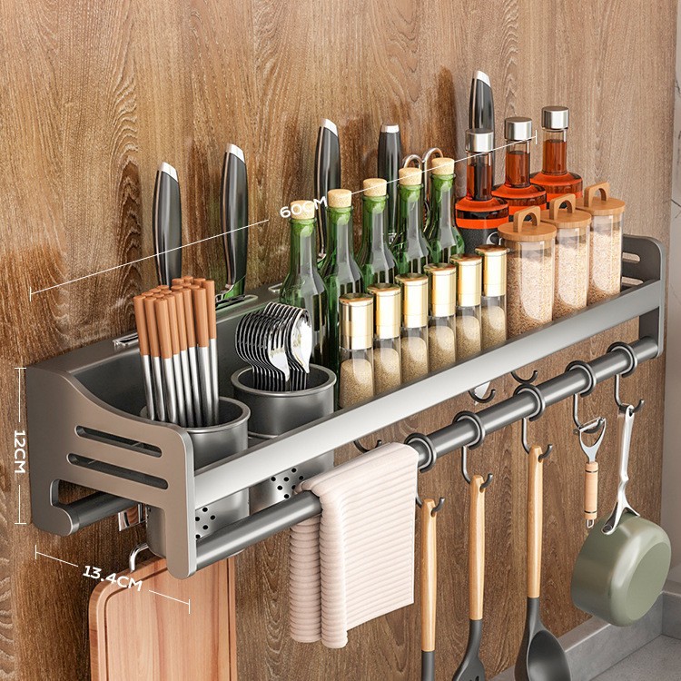 304 Stainless Steel Storage Rack No Drilling Seasoning Rack Chopstick Knife Rack Supplies Storage Rack Wall-Mounted Home