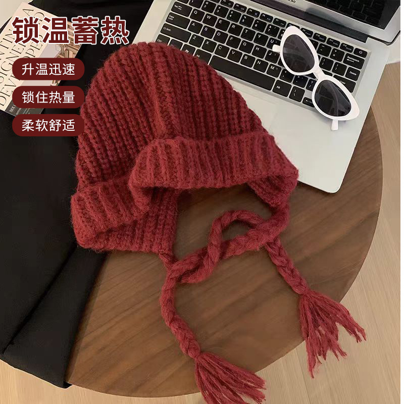 Custom autumn and winter new solid color knitted hat women warm face-showing small knitted hat