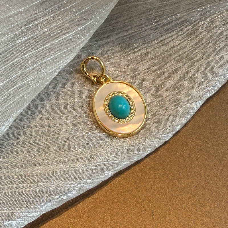 Removable natural mother-of-pearl turquoise freshwater pearl necklace wind handmade pendant clasp jewelry DIY accessories