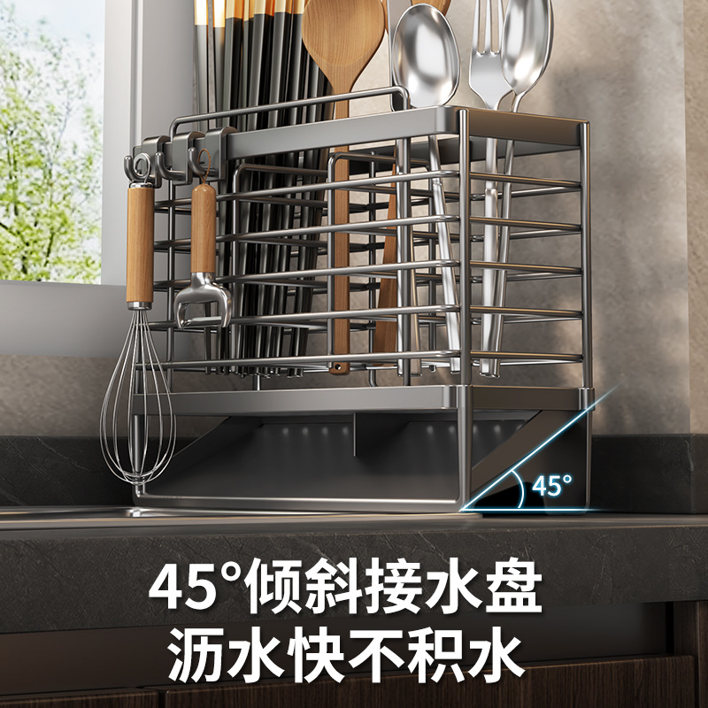 kitchen chopstick holder home use drain transparent storage rack for forks, knives, and spoons chopstick basket barrel wall-mounted