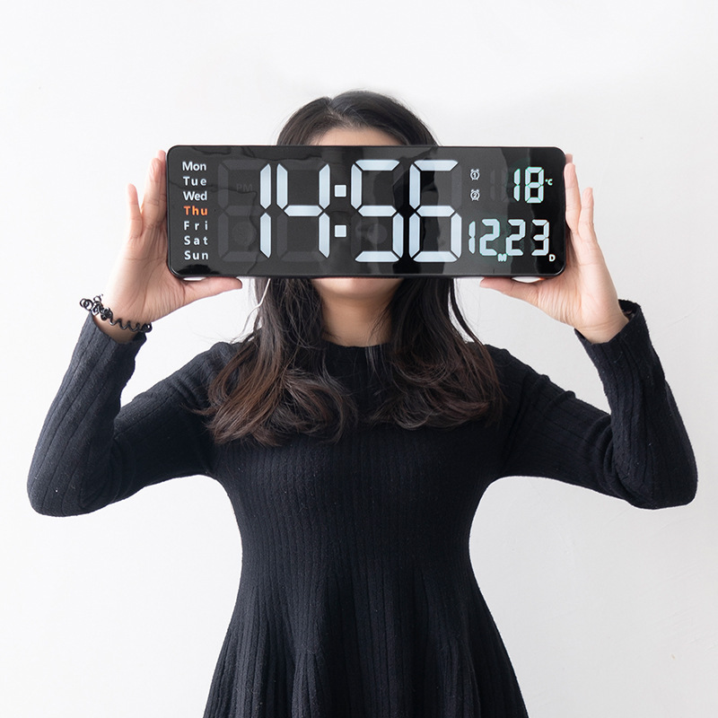 16 Inch Large Screen Function Display Clock Nordic Digital Clock Simple Living Room Wall Clock LED Wall Clock 6626