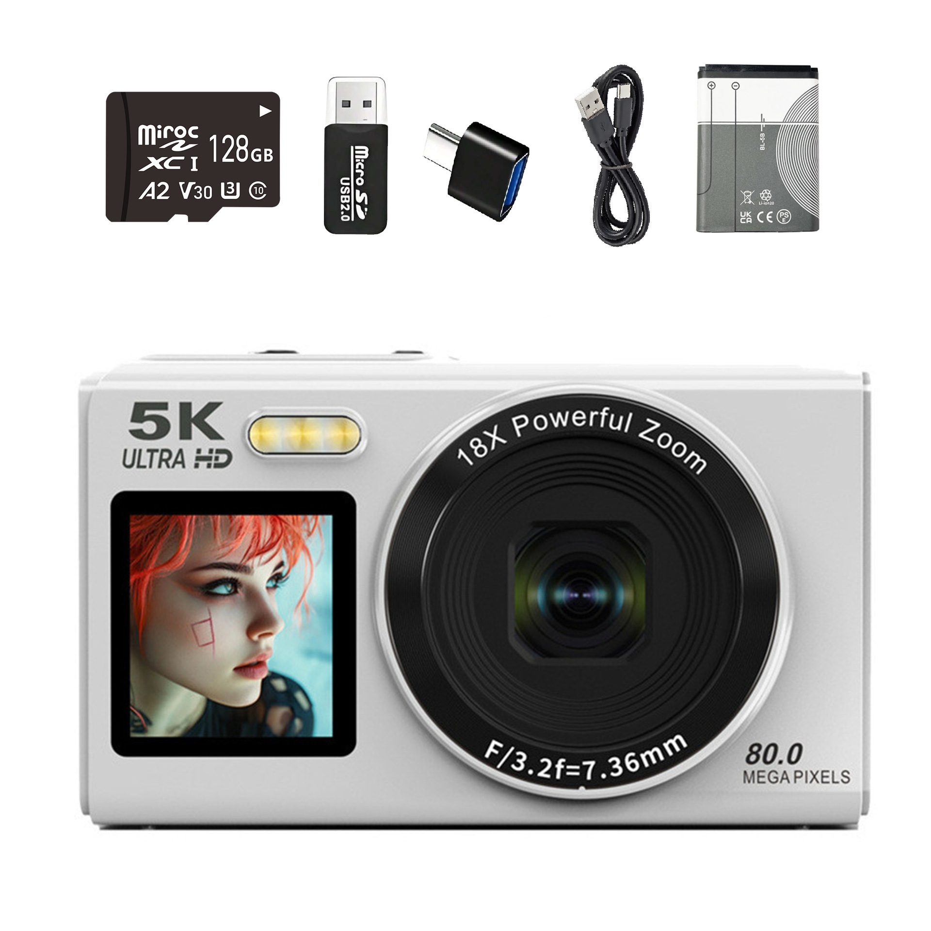 5K HD digital camera dual screen WiFi card camera recording portable campus vlog travel camera