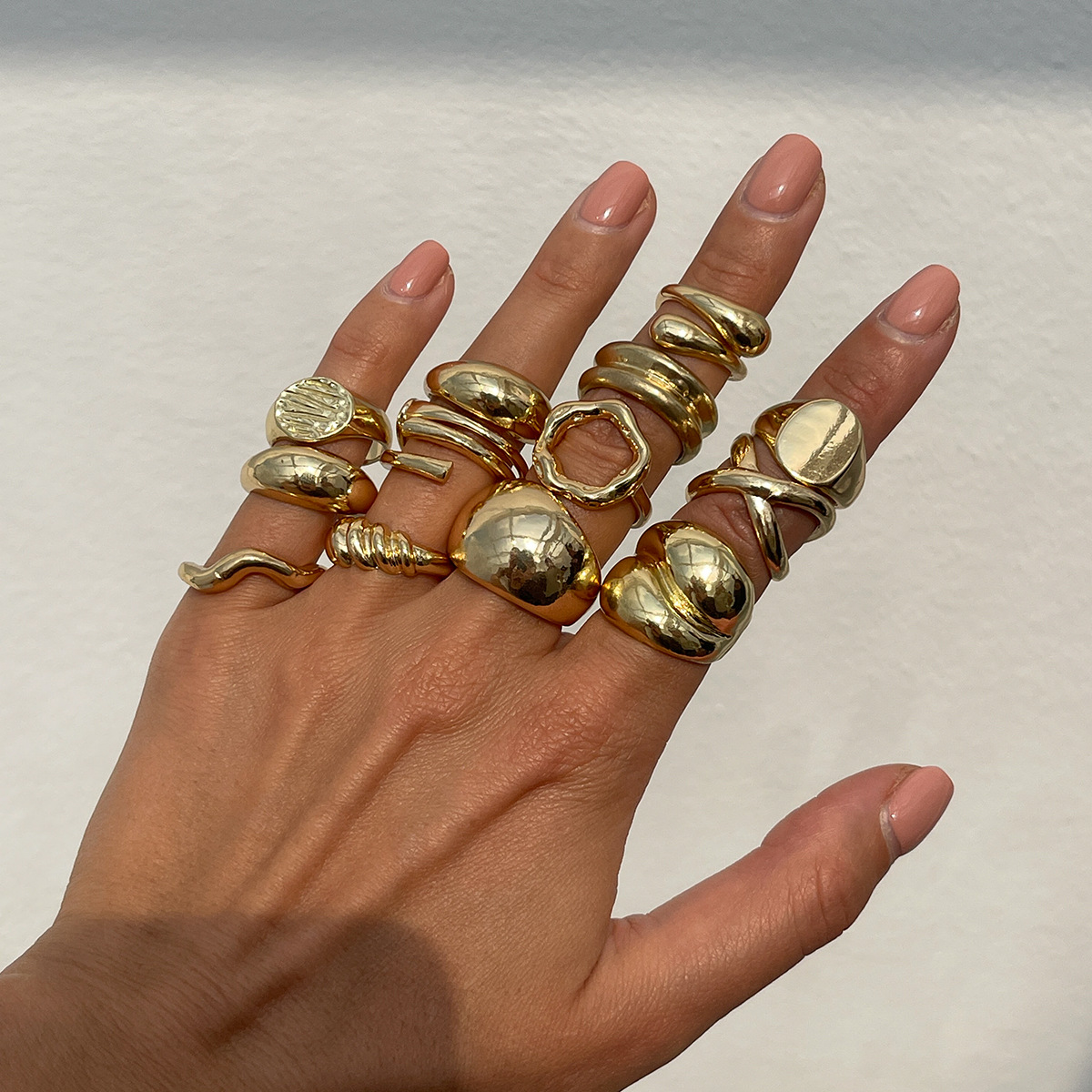 Jewelry alloy open twist ring pearl hollow irregular ring set
