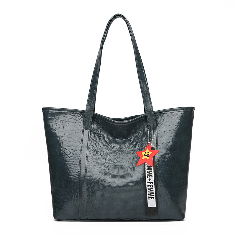 Women's bag new crocodile pattern large bag simple large capacity single shoulder crossbody bag mother bag