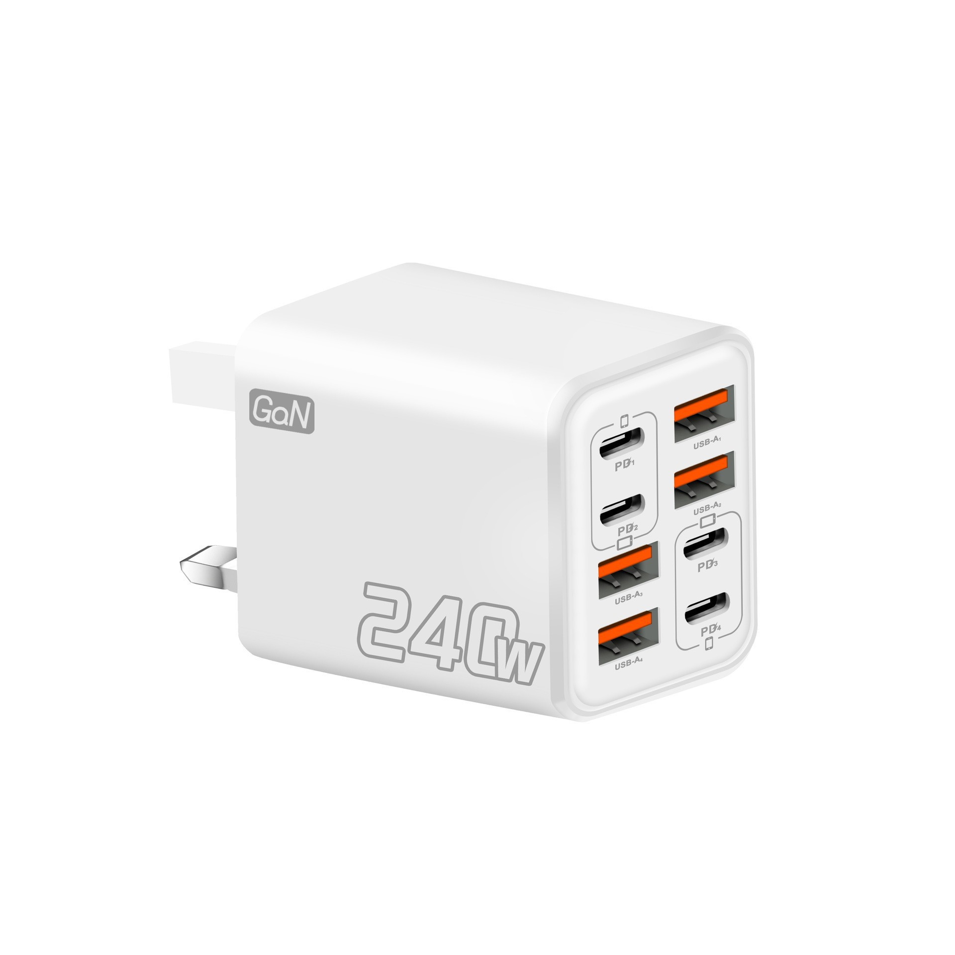 New 240W multi-port charger 4USB+4Type-C UK standard PD phone adapter