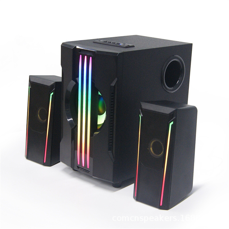 Custom-designed Wooden Computer Speakers: High-Powered Home Speakers with Bluetooth 2.1 and RGB Lighting—Hybrid Home and Gaming Speakers