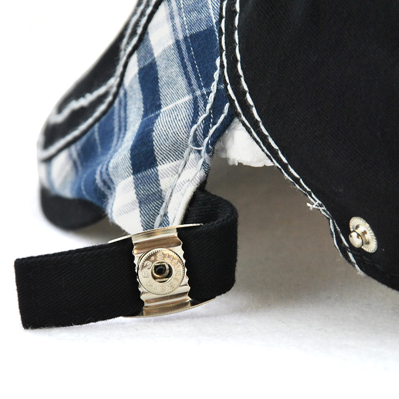 Cap with plaid patchwork and parallel arrow embroidery, new outdoor sun hat