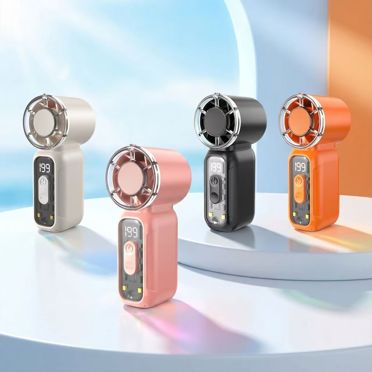 New Mini Handheld Small Fan Turbine Transparent Armor Portable Charging Outdoor High Speed Small Wind Cannon
