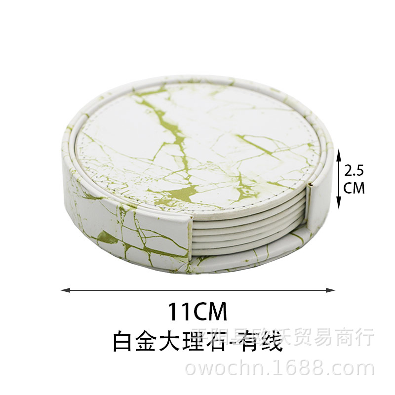 10CM wired leather round PU tea set heat insulation pad leather coaster logo