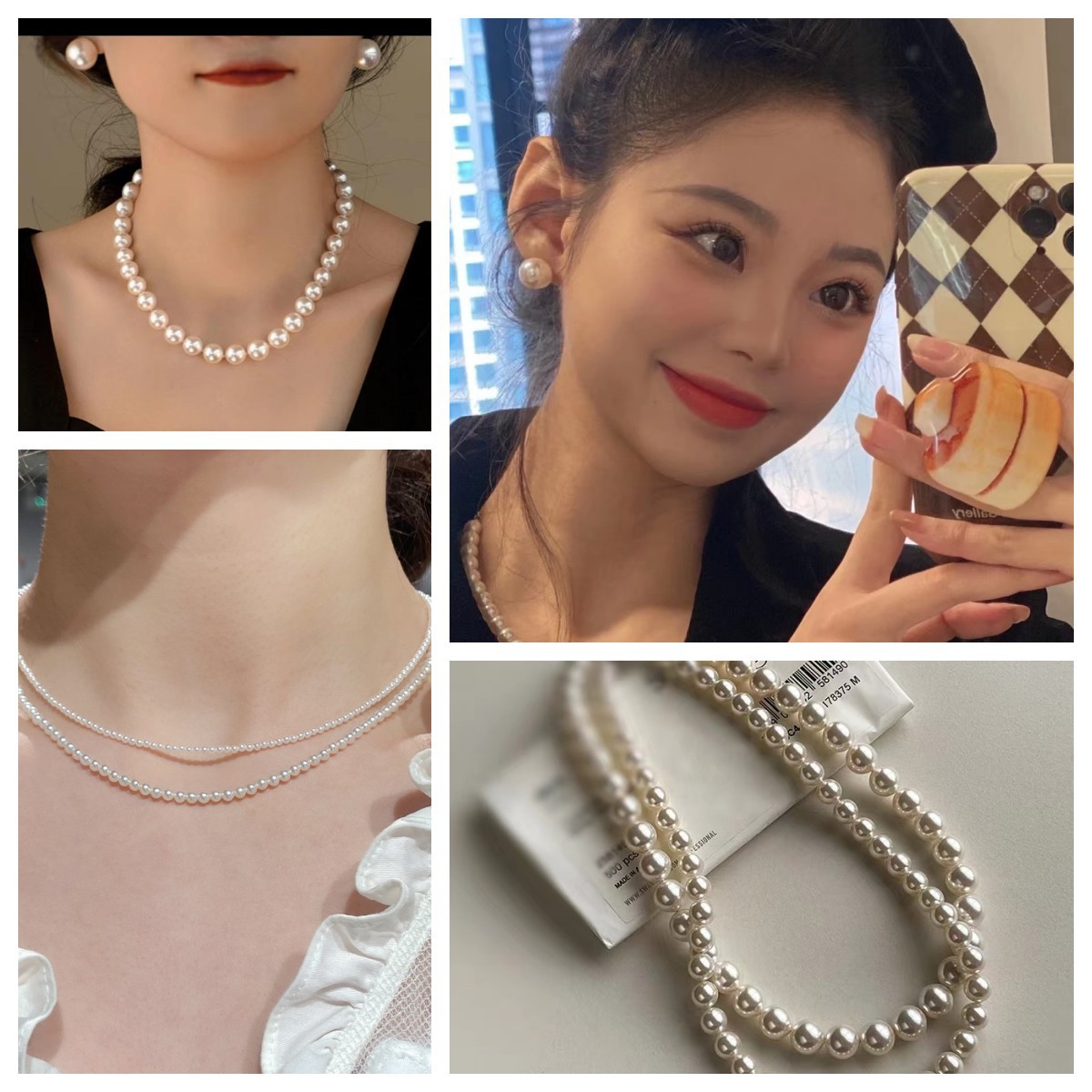 Round high-gloss pearl necklace for women elegant 2026 autumn winter new yuanbao buckle silver accessories