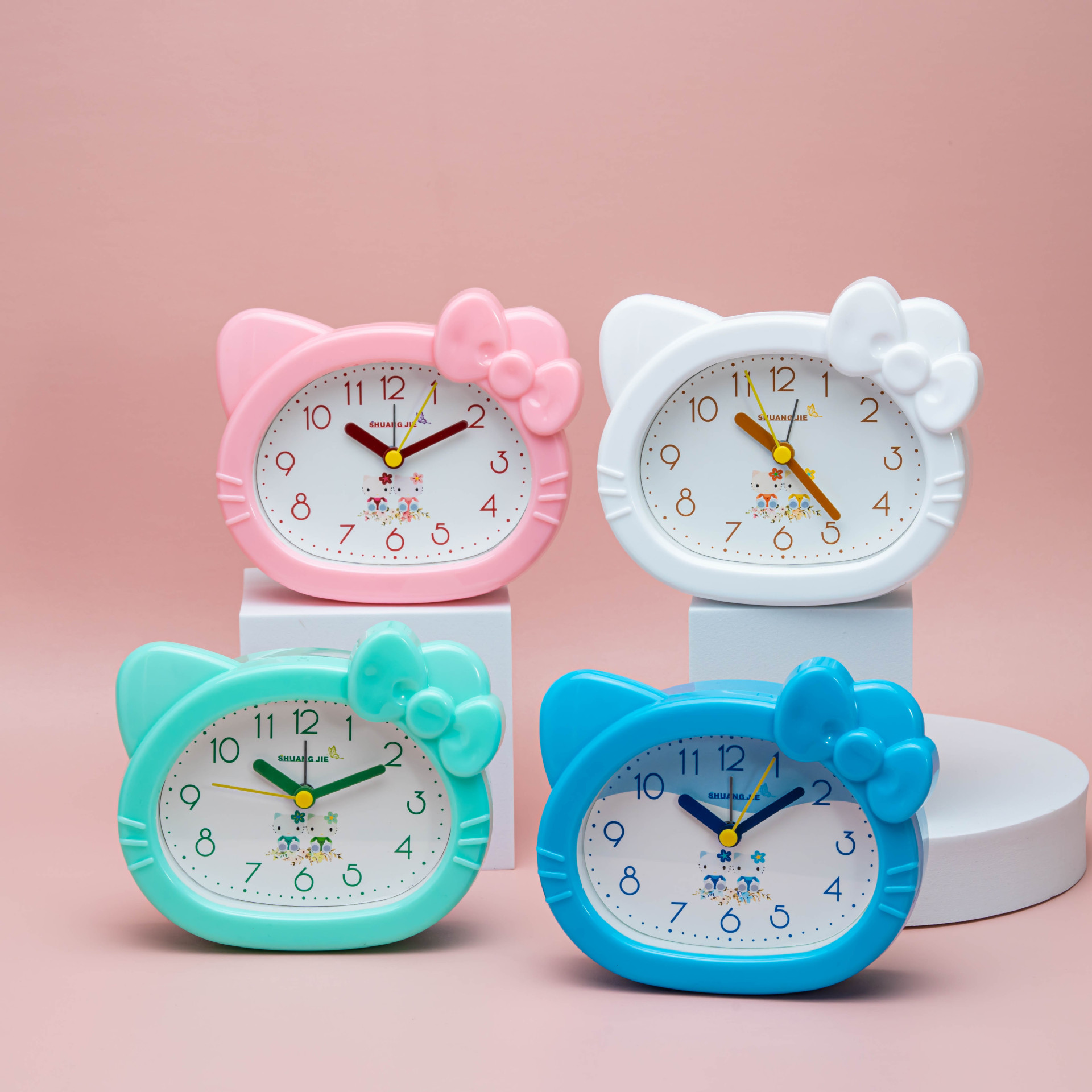 Cat cartoon alarm clock student plastic alarm clock with alarm cute ornament clock