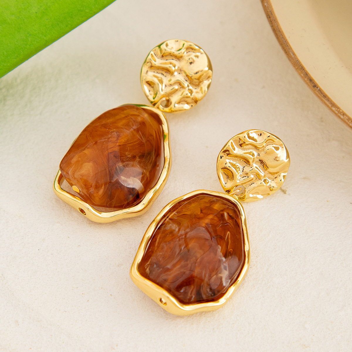 Jewelry metallic earrings style pearl square pleated earrings