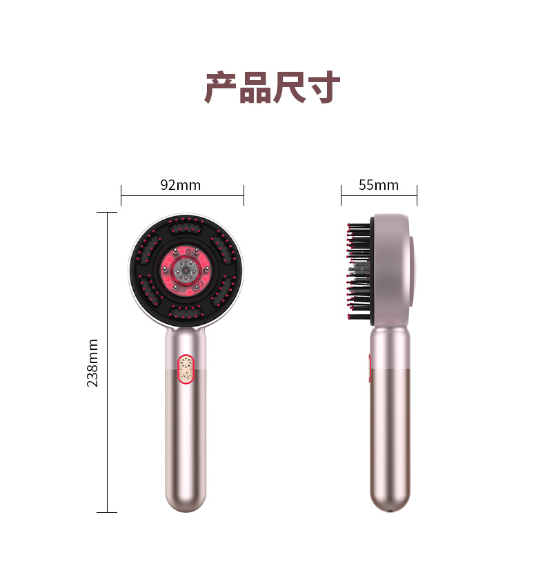 Bionic Electric Massage Comb with Microcurrent Vibration, EMS, Red Light, and Essential Oils for Hair and Scalp Stress Relief and Relaxation