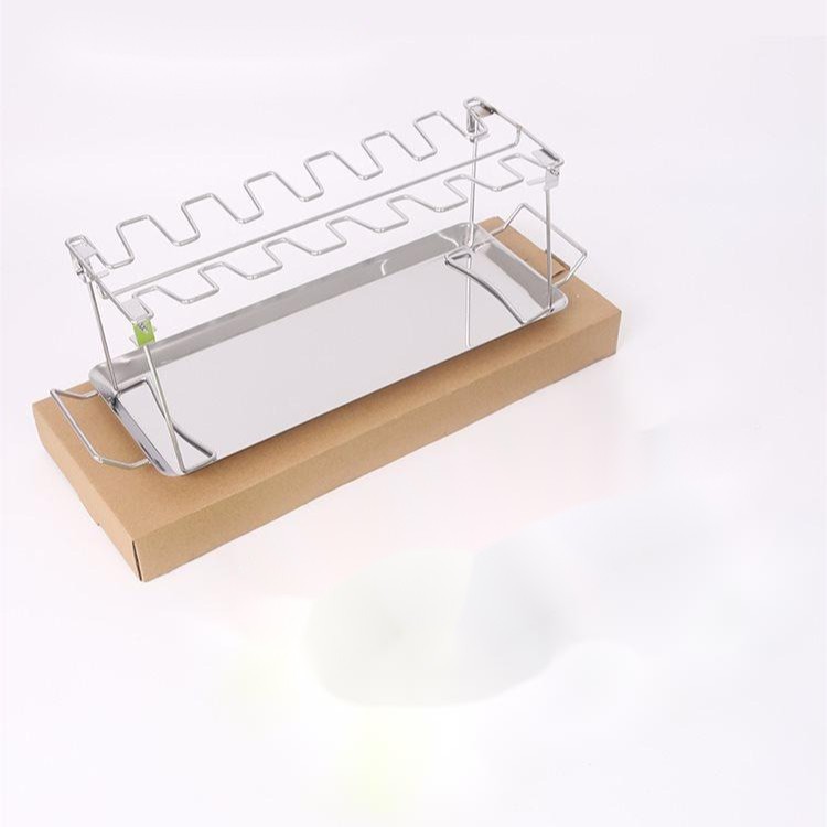 Stainless Steel Portable Folding Multifunctional Leg Rack Set with Drip Tray BBQ Grill Net BBQ Roast Meat Vegetable Plate