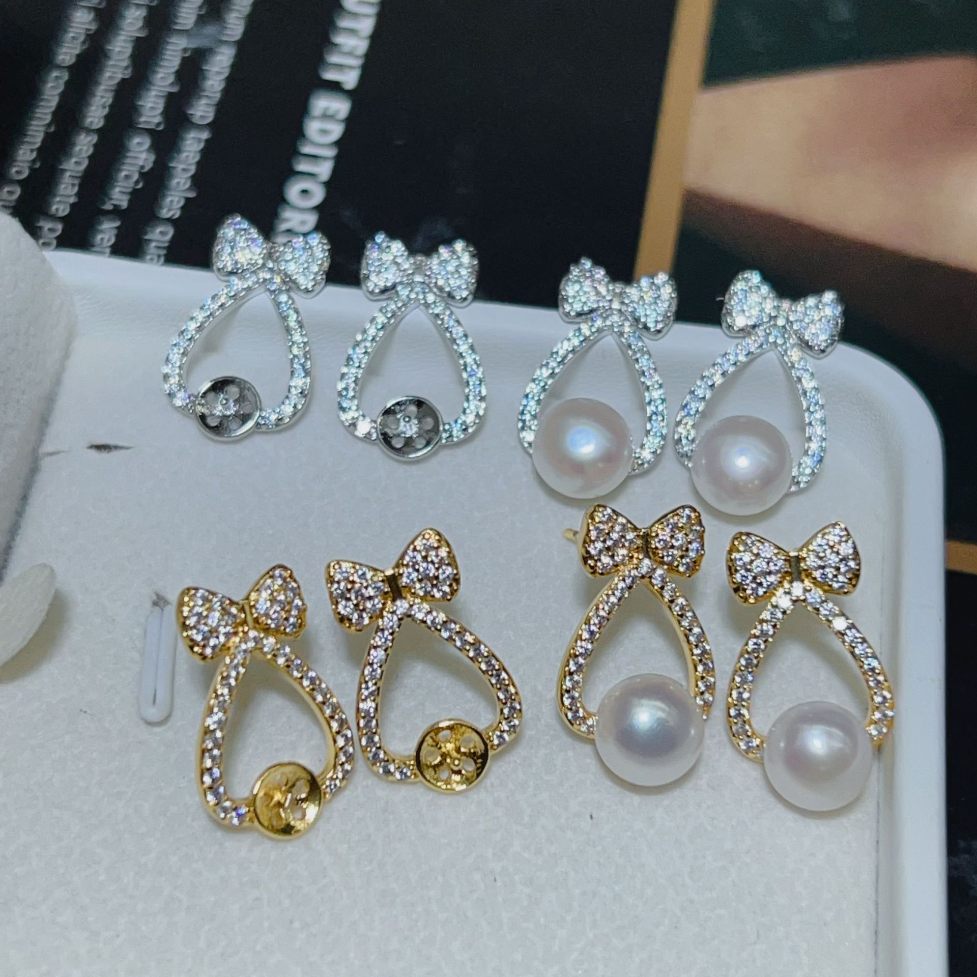 金色托（不含珠） · P1427蝴蝶结（7.5-8mm）