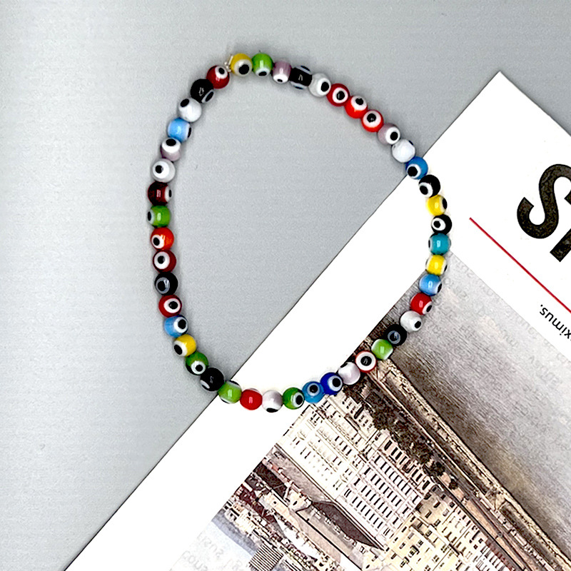 "Eye of the Devil" Glass Bead Stretch Bracelet—Handmade Beaded Jewelry