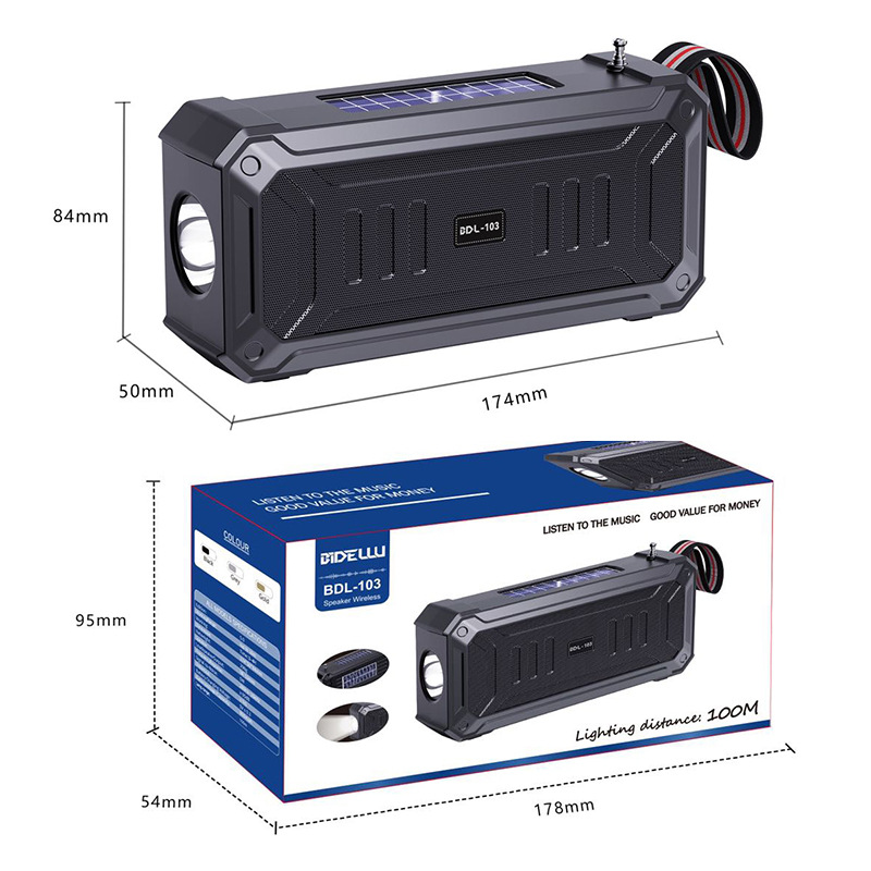 Dual Solar Bluetooth Speaker Wireless Speaker Multifunctional Outdoor Portable Desktop Card Portable