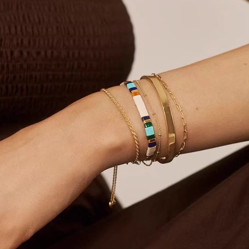 Exclusive Simple Bracelet Tila Bead Woven Beaded Women's Bracelet Colorful