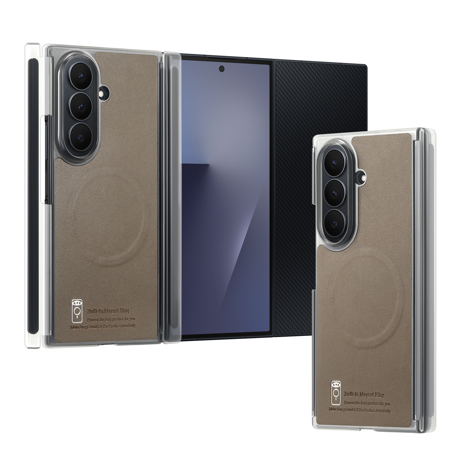 For Samsung Galaxy Z TriFold three-fold magnetic axis dual hinge ZFold8 leather protective case