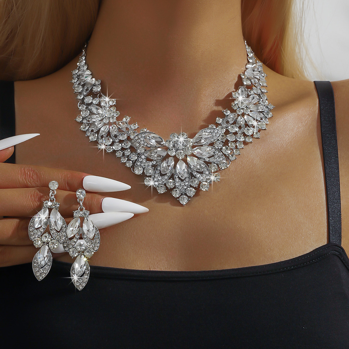 Luxury Jewelry Set Alloy Banquet Accessories Flower Bride Wedding Jewelry for Women